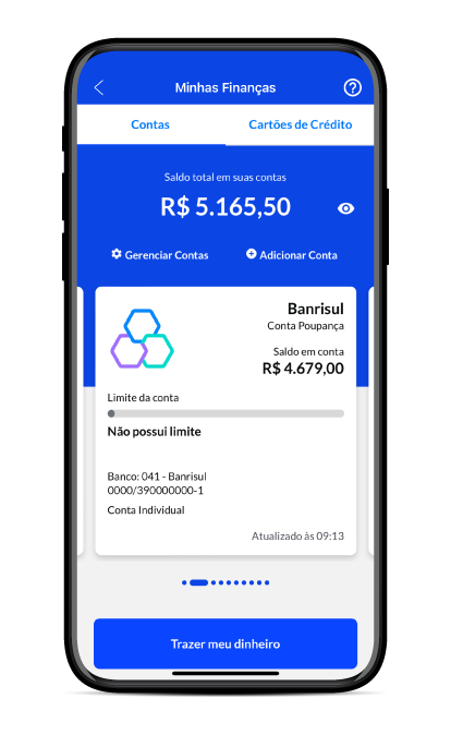 Tela app Trazer meu dinheiro 1