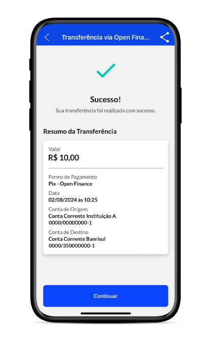 Tela de sucesso de transao.