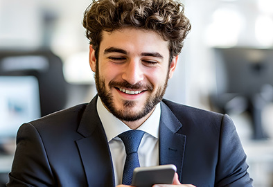 homem digitando no celular