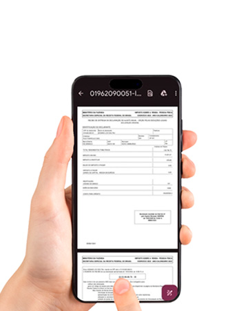 Procure o arquivo da declarao IR 2025 no seu smartphone e escolha: Abrir como