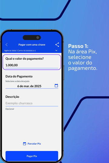 1 Na rea Pix, selecione o valor do pagamento