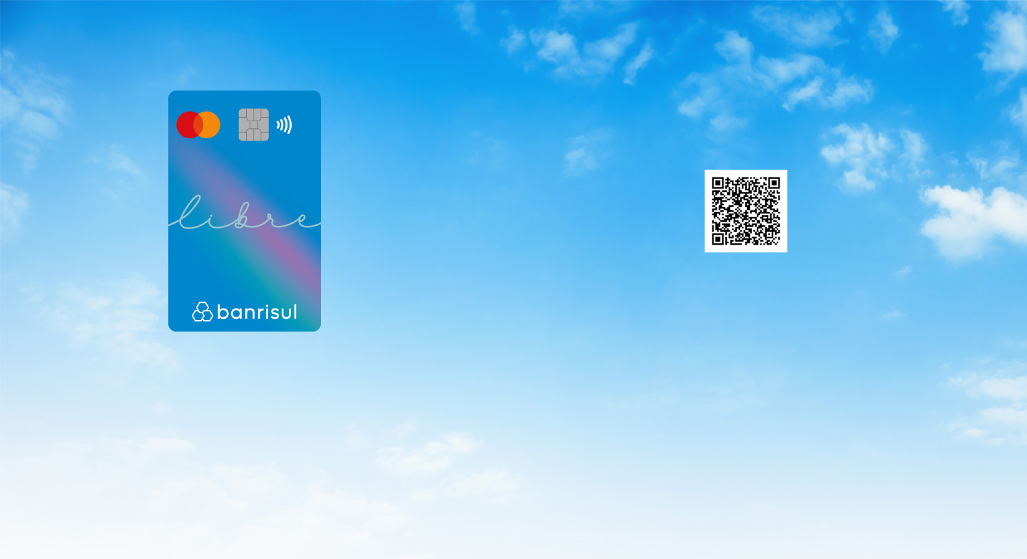 Carto de crdito Libre Mastercard Banrisul e cu azul no fundo, liberdade para escolher.