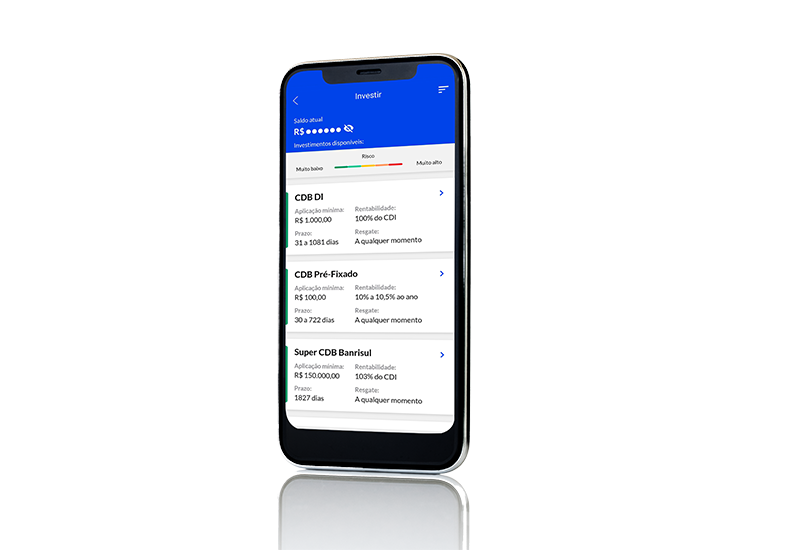 tela do app banrisul na parte de investimentos