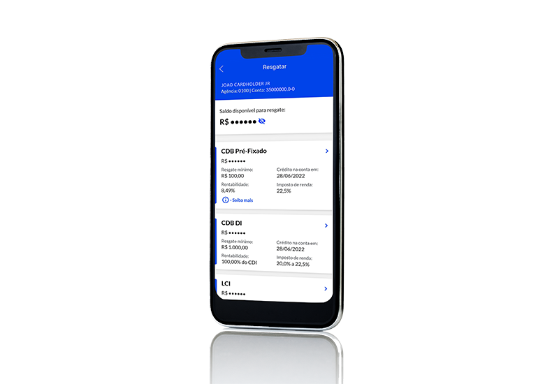 tela do app banrisul na parte de investimentos